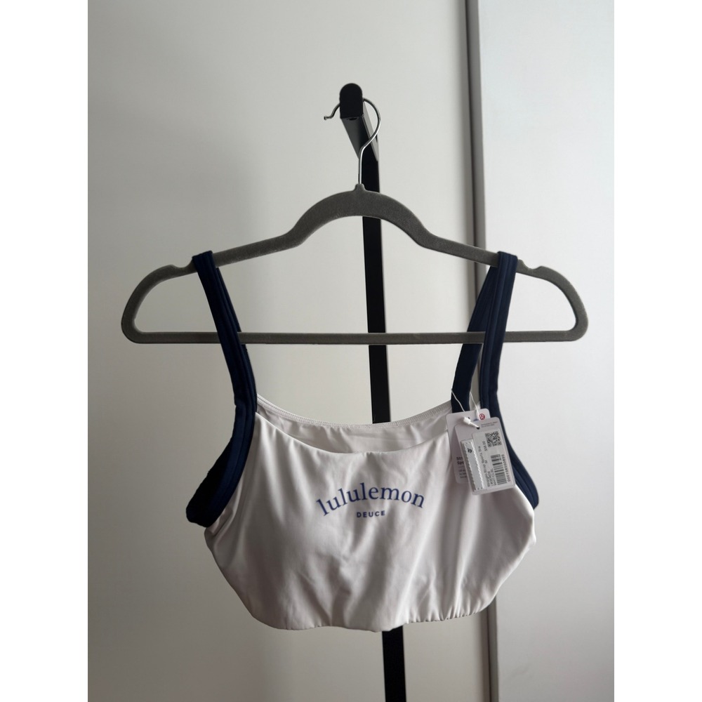 NWT Lululemon Straight-Strap Sports Bra Tennis Deuce - M - White/Club Blue